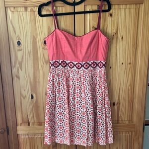 Fossil Coral and Crimson Patterned Mini Dress